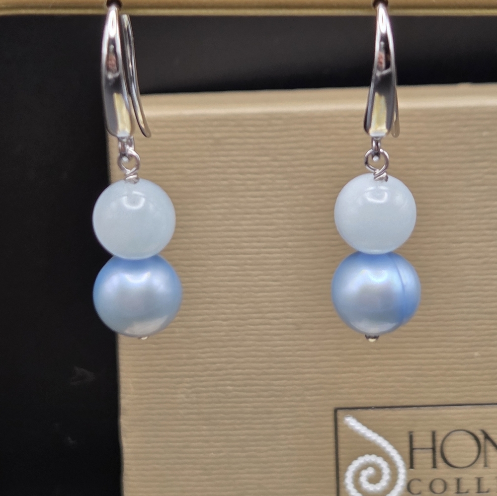 Honora White And Blue Pearl Earrings - Picture 2 of 4
